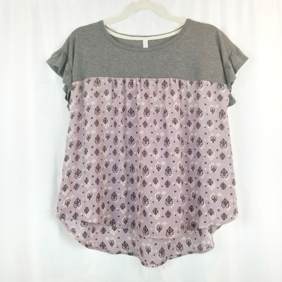 Xhilaration Tops - Xhilaration Purple & Gray Babydoll Blouse